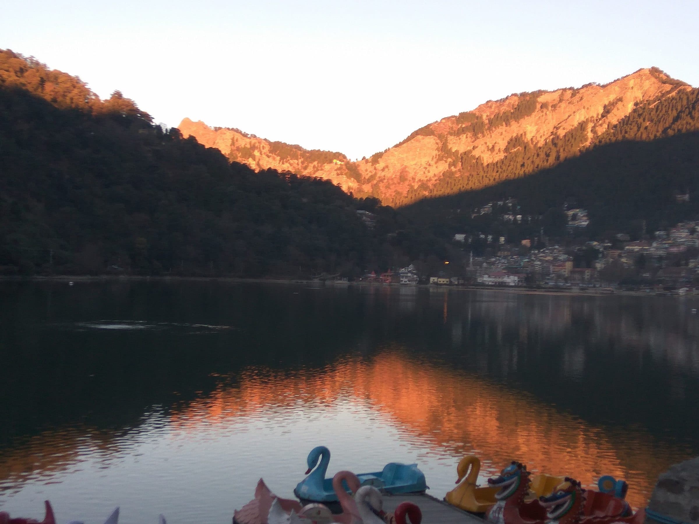 Sunrise over Naini Lake and the Kumaon hills