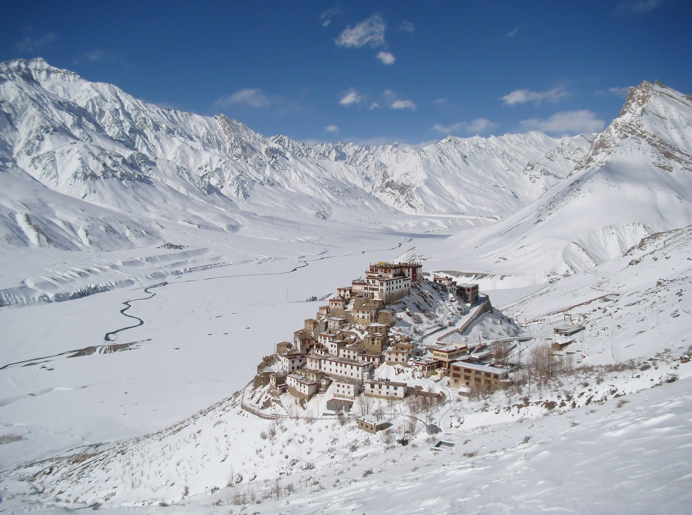 Key Monastery above the snow-covered Spiti valley