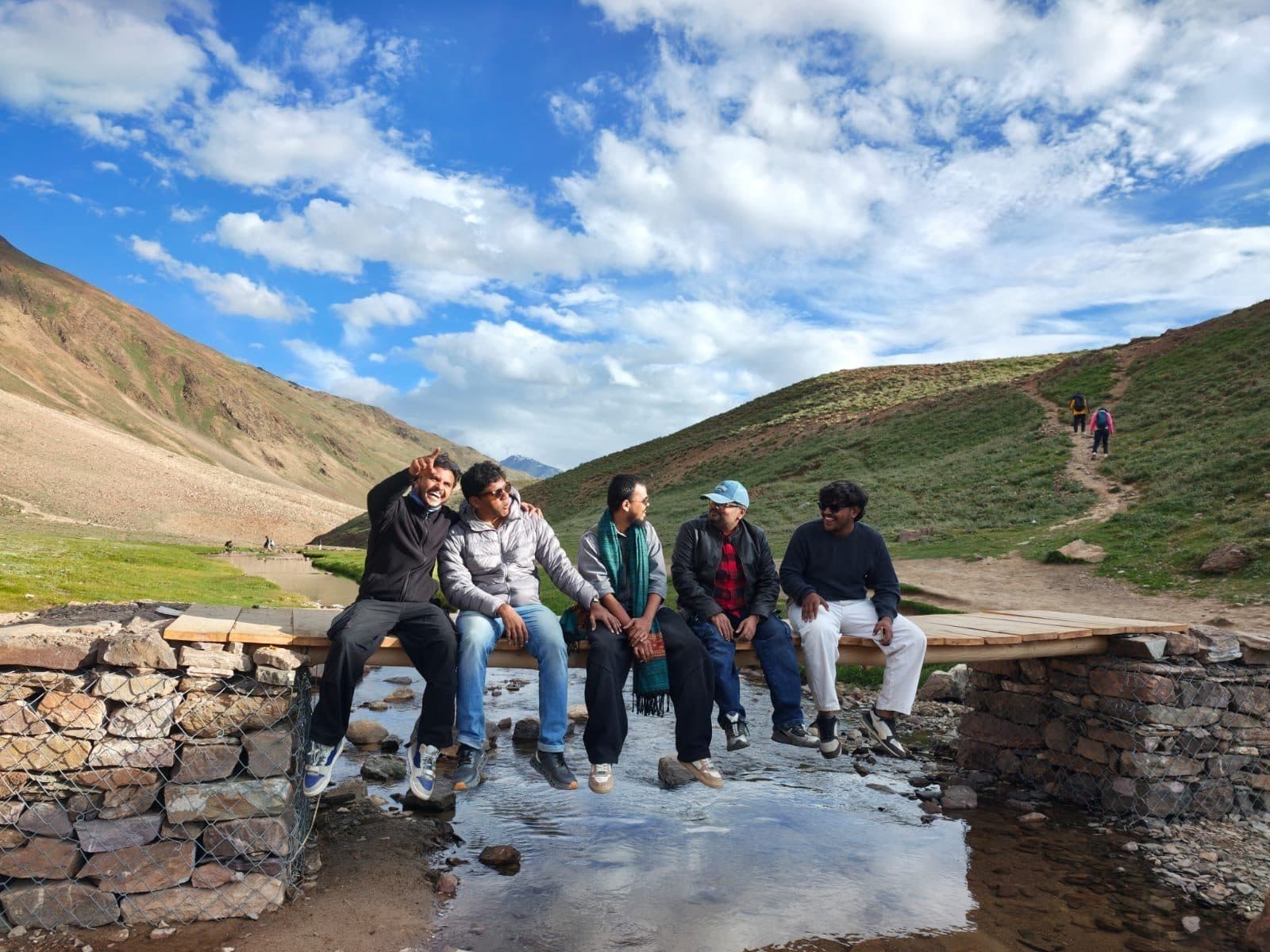 The group at a stream crossing in Spiti